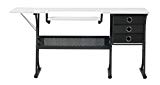 Sew Ready Eclipse Hobby Sewing Center Sewing Craft Table Sturdy Computer Desk with Drawers in Black/White, 13362