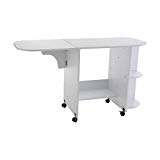 Southern Enterprises Eaton Rolling Craft Station Sewing Table 31.5' Wide, White Finish