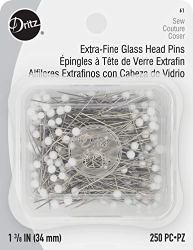 Dritz 61 Glass Head Pins, Extra Fine, 1-3/8-Inch (250-Count)