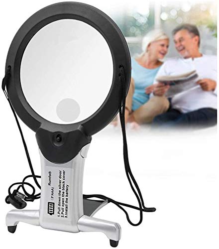Rumfo Reading Magnifier with LED Light Hands Free Chest Rest Double Lighted Knitting Embroidery Benchtop Multifunction for Sewing Cross Stitch Inspection Repair