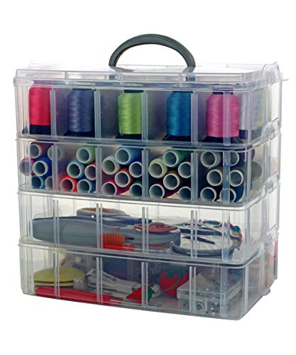 Bins & Things Storage Container with 40 Adjustable Compartments for Storing & Organizing Sewing Embroidery Accessories Threads Bobbins Beads Beauty Supplies Nail Polish Jewelry Arts & Crafts - Large
