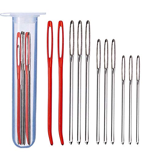 Jumbo Bent Tip Tapestry Needles and Large Eyes Blunt Steel Darning Yarn Needles Sewing Needles for Knitting Crochet,Set of 11