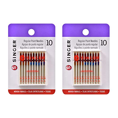 SINGER Universal Regular Point Machine Needles (20-Count 80/11, 90/14, 100/16)