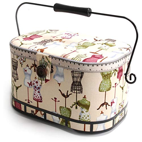 Dritz St. Jane Sewing Basket, Large Oval (metal handle)