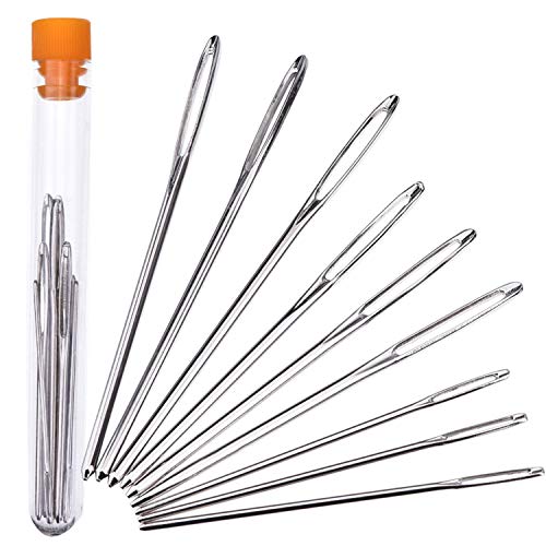 Outus Large-Eye Needles Steel Yarn Knitting Needles Sewing Needles Darning Needle, 9 Pieces (Blunt)