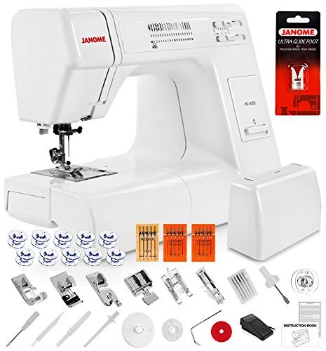 Janome HD3000 Heavy Duty Sewing Machine w/Hard Case + Ultra Glide Foot + Blind Hem Foot + Overedge Foot + Rolled Hem Foot + Zipper Foot + Buttonhole Foot + Leather and Universal Needles + More!