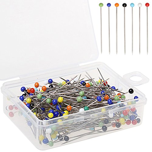 Color Scissor 250 Pieces Sewing Pins 38mm Ball Glass Head Pins Straight Quilting Pins for Fabric,Dressmaker Jewelry Decoration