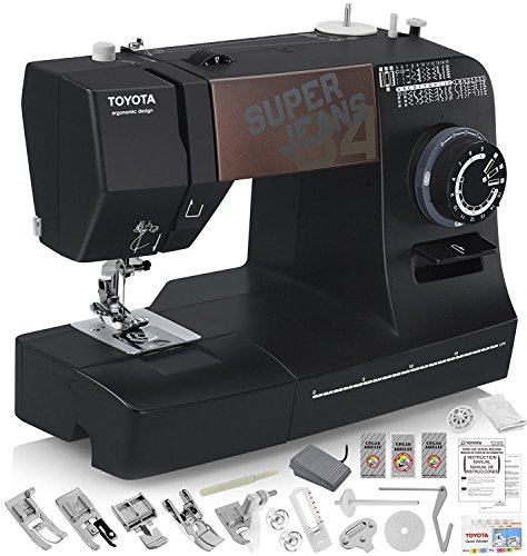 TOYOTA Super Jeans J34 Sewing Machine (Glides Over 12 Layers of Denim) w/Gliding Foot, Blind Hem Foot, Zipper Foot, Overcast Foot, Needles and More!