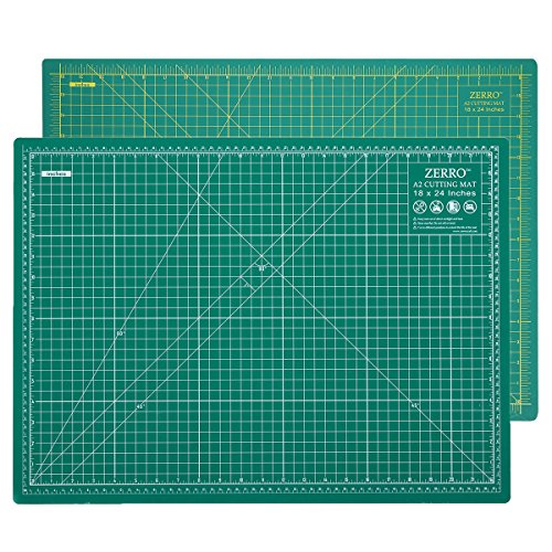 ZERRO Professional Self-Healing Cutting Mat Double Sided Thick 5-Ply with Imperial/Metric 18' x 24' (A2)