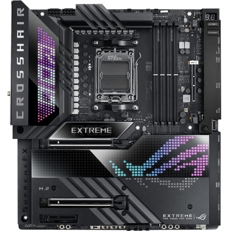 ASUS ROG Crosshair X670E Extreme(WiFi 6E) Socket AM5(LGA 1718) Ryzen 7000 EATX Gaming Motherboard(20+2 Power Stages, PCIe® 5.0, DDR5, 5xM.2 Slots,USB 3.2 Gen 2x2 Front-Panel,USB4™ Ports,Anime Matrix)